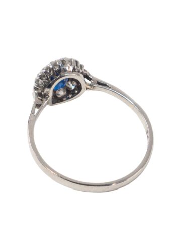Ca. 1930 - Entourage sapphire ring with diamonds - Image 4