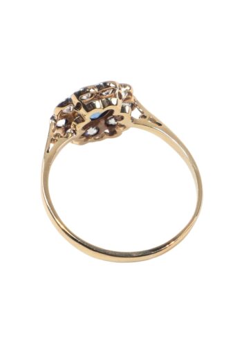 Ca. 1930 - Entourage sapphire ring with diamonds - Image 4