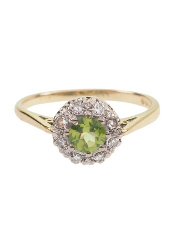 Dated 1962 – Peridot & Diamond Daisy Vintage Engagement Ring - Image 3