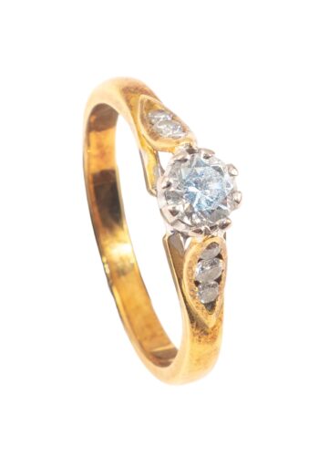 Ca. 1970 - Engagement ring with diamond solitaire