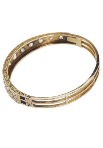 Ca. 1880 - Gold bangle with pearls and diamonds - Image 3