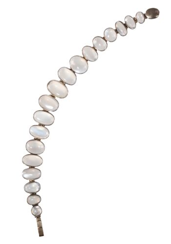 Ca. 1900 – Silver bracelet with moonstones - Image 3