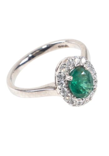 Ca. 1980 - Entourage ring with emerald and diamonds - Image 3
