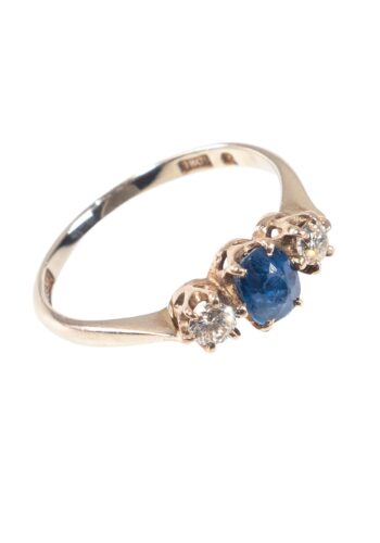 Ca. 1930 - Trilogy ring with sapphire and diamonds - Image 3