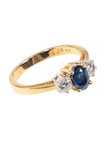 Ca. 1970 - Trilogy ring with sapphire and diamonds - Image 3