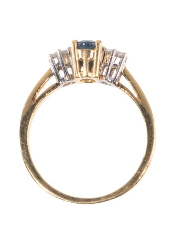 Ca. 1970 - Trilogy ring with sapphire and diamonds - Image 5
