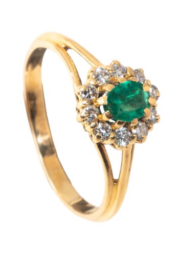 Ca. 1970 - Entourage ring with emerald and diamonds