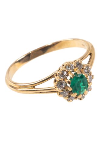 Ca. 1970 - Entourage ring with emerald and diamonds - Image 3