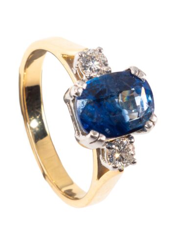 Ca. 1960 - Trilogy ring with sapphire and diamonds