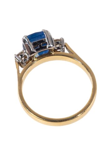 Ca. 1960 - Trilogy ring with sapphire and diamonds - Image 4