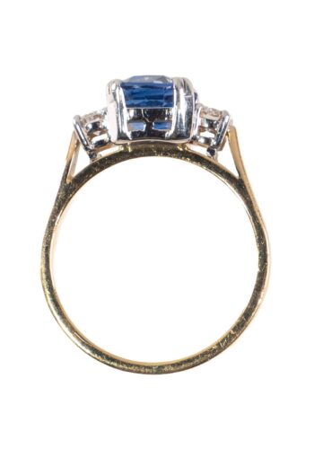 Ca. 1960 - Trilogy ring with sapphire and diamonds - Image 5