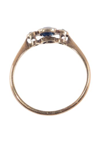 Ca. 1920 - Trilogy ring with sapphire and diamonds - Image 4
