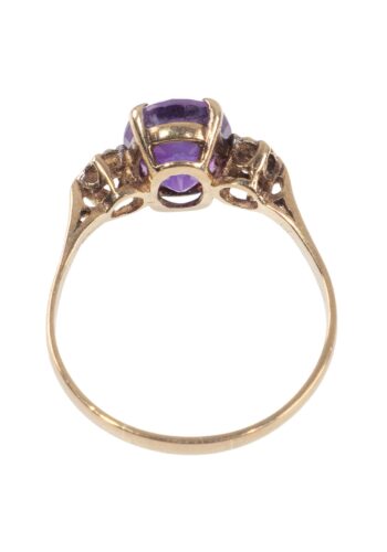 Dated 1970 - Trilogy ring with amethyst and diamonds - Image 3