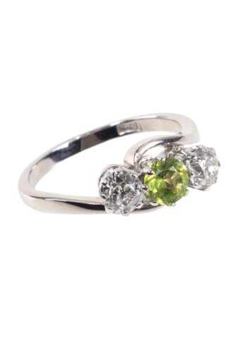 Ca. 1990 - Trilogy ring with peridot and diamonds - Image 3