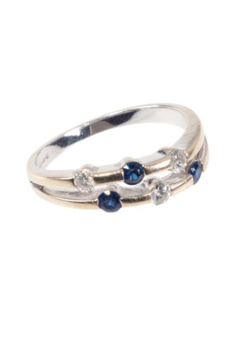 Ca. 1990 – Gold ring with sapphires and diamonds - Image 3