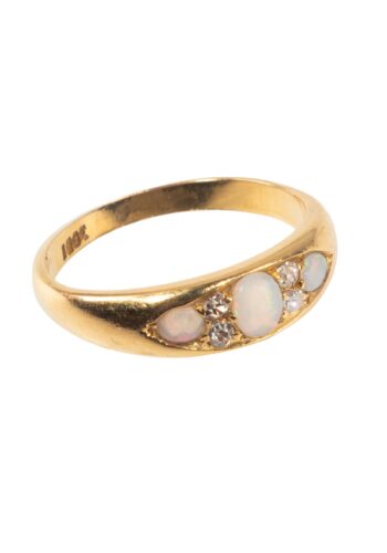 Ca. 1960 – Band ring with opals and diamonds - Image 3