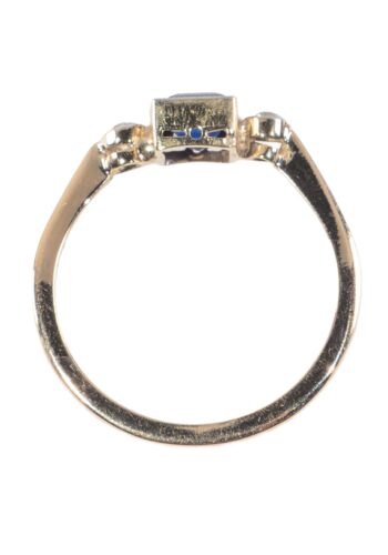 Ca. 1930 - Trilogy ring with sapphire and diamonds - Image 5