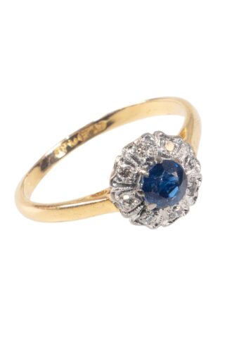 Ca. 1930 - Entourage ring with sapphire and diamonds - Image 3