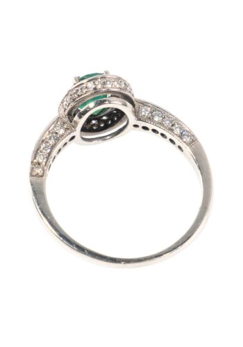 Ca. 1980 - Entourage ring with emerald and diamonds - Image 4