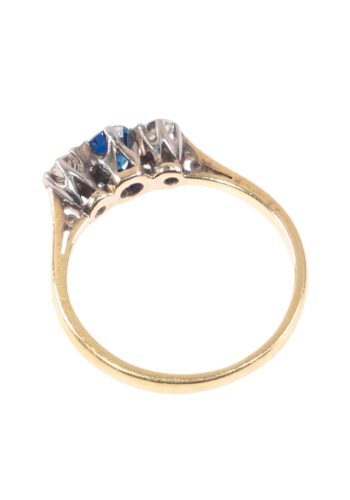 Ca. 1930 - Trilogy ring with sapphire and diamonds - Image 4