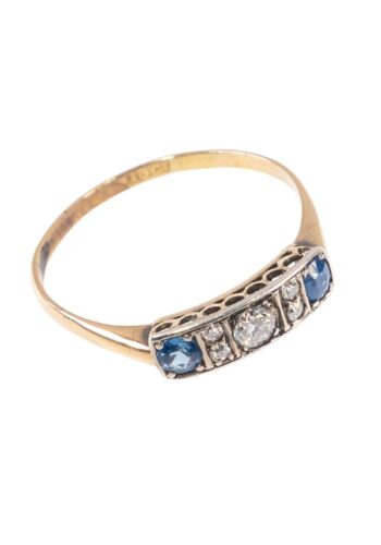 Ca. 1920 – Art déco ring with diamonds and sapphires - Image 3