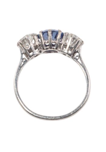 Ca. 1950 - Trilogy ring with sapphire and diamonds - Image 5