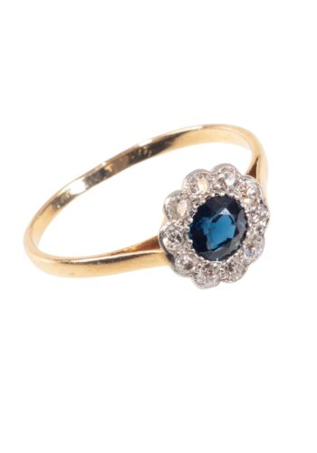 Ca. 1920 – Art déco ring with sapphire and diamonds - Image 3