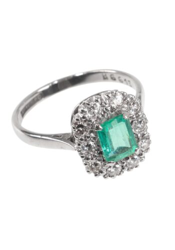 Ca. 1950 - Entourage ring with emerald and diamonds - Image 3