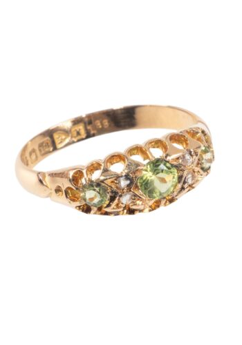 Dated 1910 – Edwardian ring with peridots and diamonds - Image 3