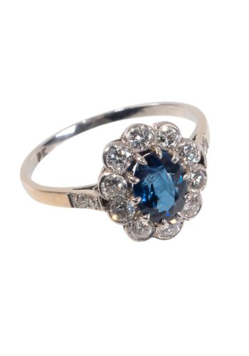 Ca. 1950 - Entourage ring with sapphire and diamonds - Image 3
