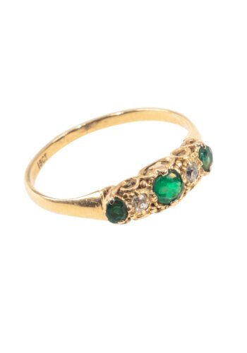 Ca. 1910 – Edwardian ring with emerald - Image 3