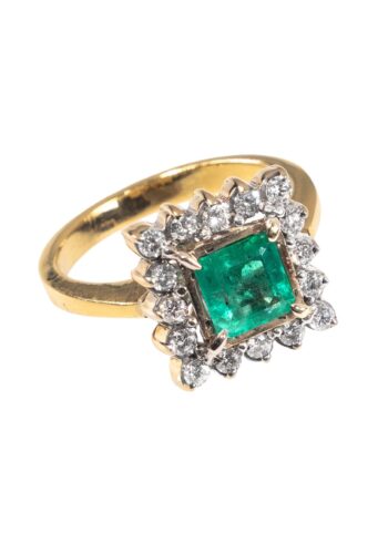 Ca. 1950 - Entourage ring with emerald and diamonds - Image 3