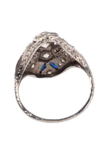 Ca. 1930 – Art déco ring with diamond and sapphires - Image 4
