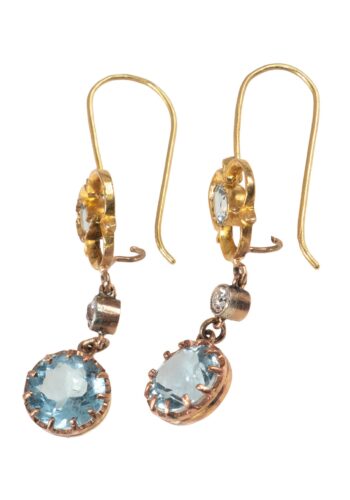 Ca. 1910 - Edwardian earrings with aquamarines - Image 3
