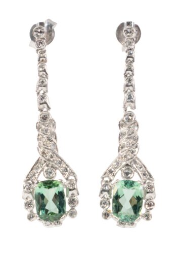 Ca. 1930 – Art Déco diamond earring with tourmalines
