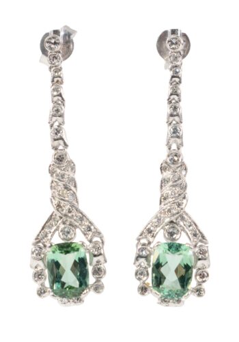 Ca. 1930 – Art Déco diamond earring with tourmalines