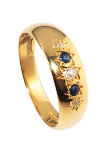 Dated 1973 – Band ring with sapphires and diamonds