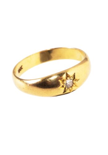 Ca. 1900 – Band ring with diamond - Image 3