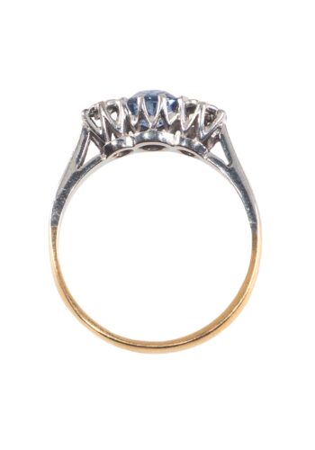 Ca. 1930 - Trilogy ring with sapphire and diamonds - Image 5