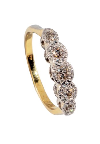 Ca. 1950 – Vintage ring with 5 diamonds