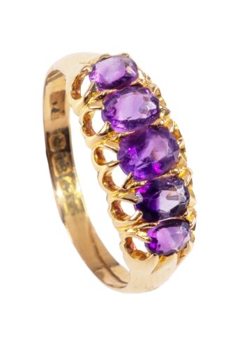 Dated 1905 – Edwardian ring with 5 amethysts