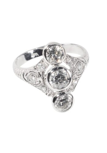 Ca. 1930 – Art déco ring with diamonds - Image 3